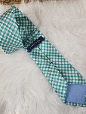 Tommy Hilfiger Green and White Gingham Tie.